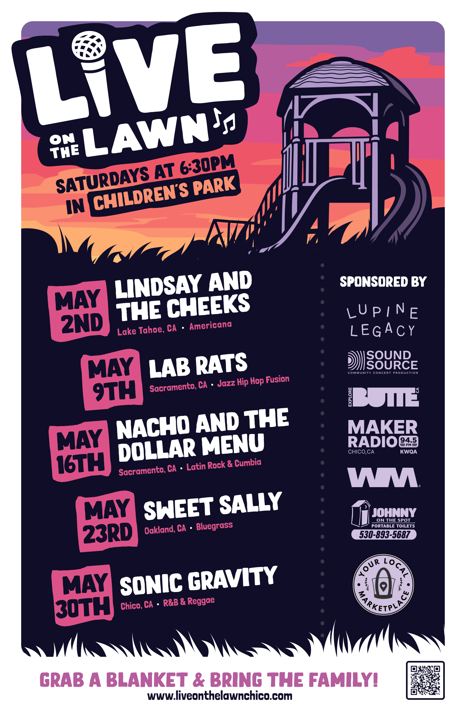 Live on the Lawn 2026 - Free Saturday Concert Series at Children's Park in Downtown Chico